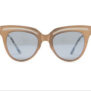 Bottega Veneta 50mm Core Cat Eye Sunglasses in Cream/Silver